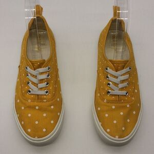 Old Navy Yellow w/White Polka Dots Permanent Laces Twill Sneakers for Girls-Sz 3